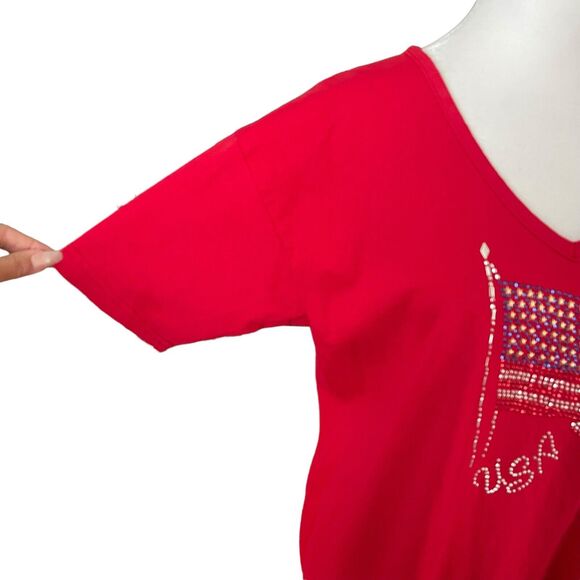 Cactus California Medium T-Shirt Vintage Red USA Flag Vneck Short Sleeve - Picture 6 of 7